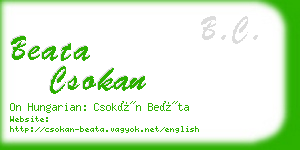 beata csokan business card